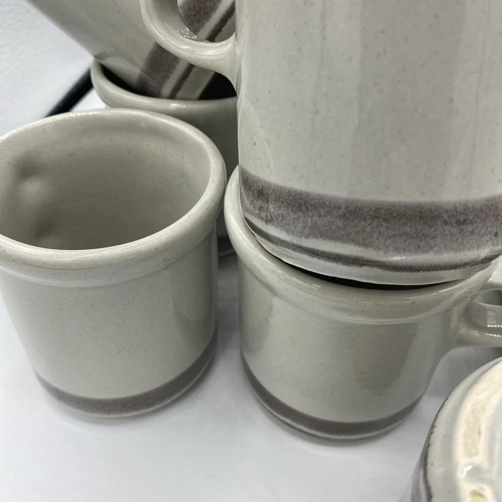 Vintage McCoy Lancaster Colony Corp Drip Glaze Mugs And Plates 1970 Set 16 Stone